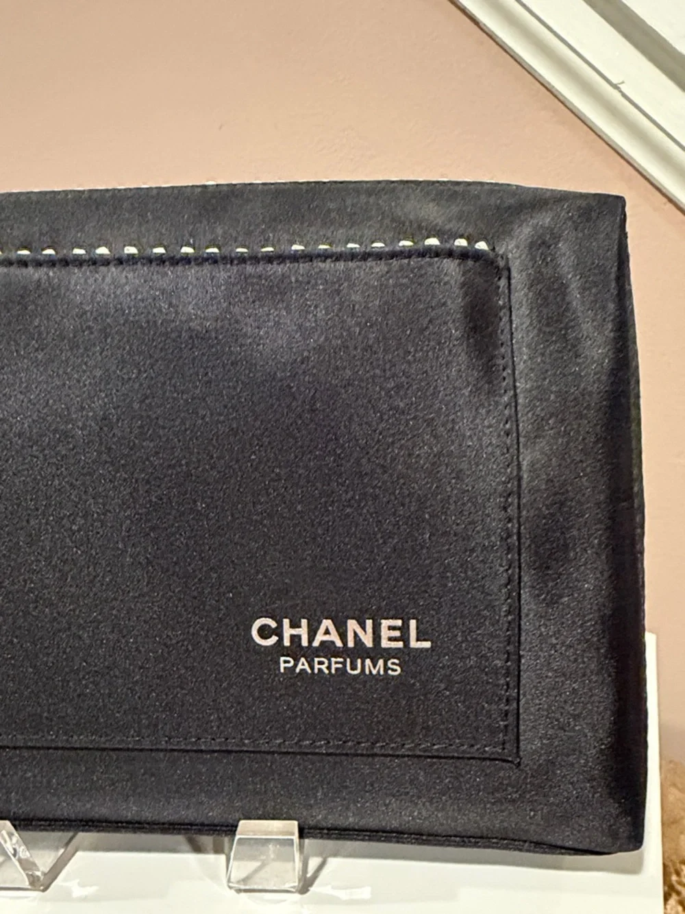 CHANEL Parfums Black Nylon Cosmetic Travel Pouch